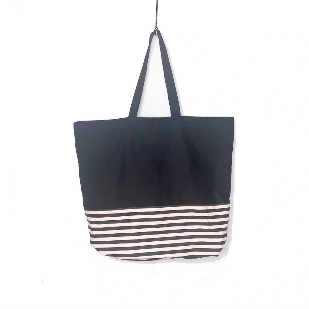 VICTORIA’S SECRET Black & Pink Zip Top Tote